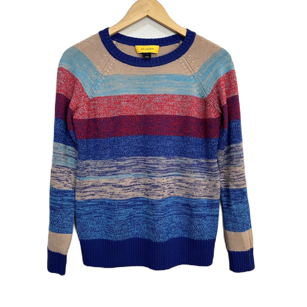 ST. JOHN Striped Wool Lightweight Knit Sweater Women’s Sz Small‎